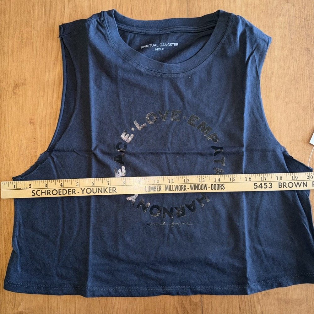 NEW Spiritual Gangster Women's Harmony Callie Crop Tank Med Vintage Black - Picture 6 of 12